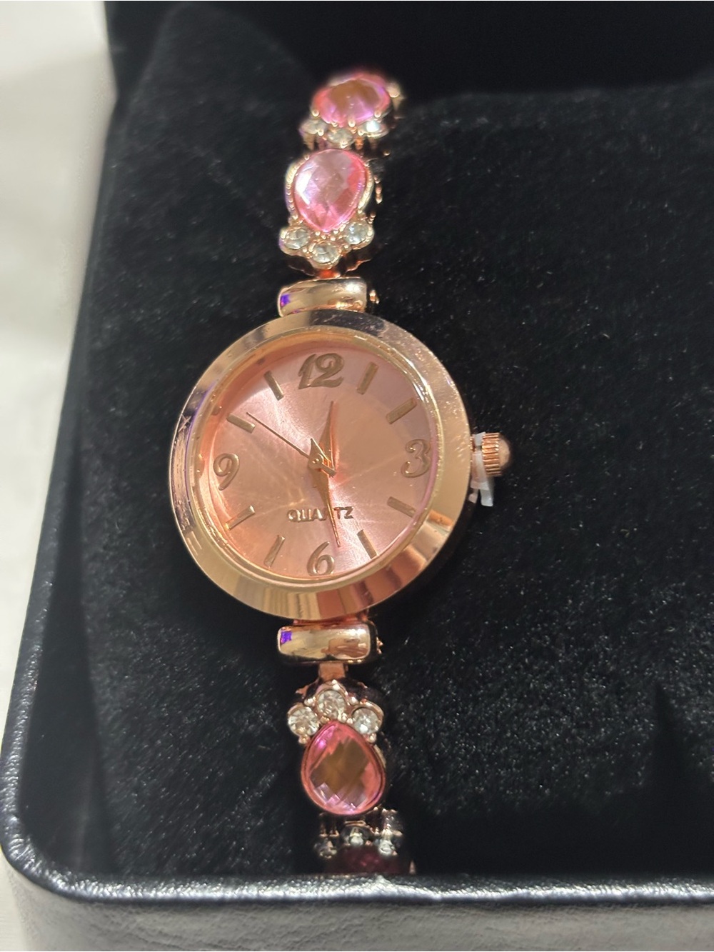 Rose Gold Pink Crystal Women's Quartz Bracelet Watch